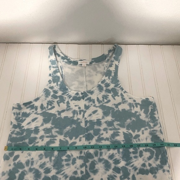 Colsie Blue Tie Dye Jumper Romper Crop Jumpsuit Fleece Lounge Casual Size Medium - Picture 11 of 12